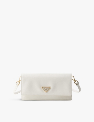 Prada Triangle-logo Leather Mini Bag In White