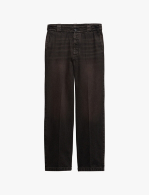 PRADA: Faded relaxed-fit wide-leg jeans