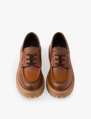 PRADA: Branded chunky-sole leather loafers