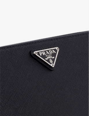 Prada Womens Black Brand-plaque Large Leather Wallet In Black