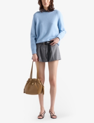 PRADA: Drawstring triangle-plaque nappa leather shoulder bag