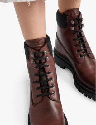 PRADA: Padded-cuff leather and polyamide ankle boots