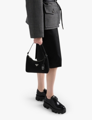Prada Monolith Lace-up Loafers 55 In Black