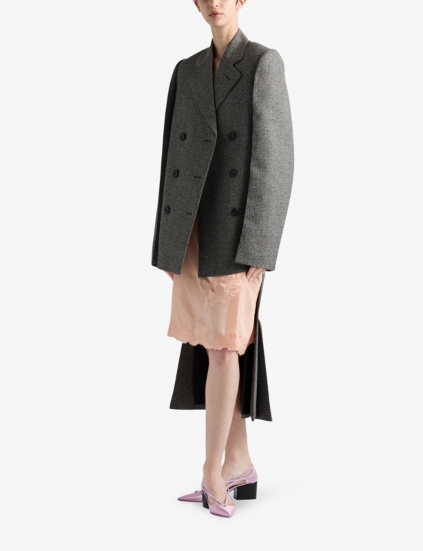 Embroidered habutai-silk midi skirt