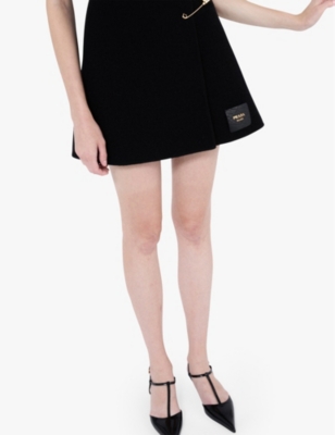 PRADA: Logo-plaque patent-leather heeled courts