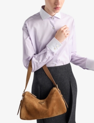 PRADA: Aimée medium suede shoulder bag