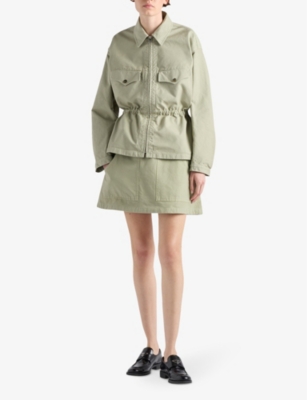 Prada Zippered Long-sleeved Casual Jacket In Green