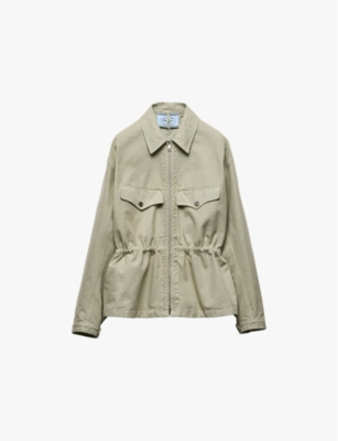 Prada Zippered Long-sleeved Casual Jacket In Green