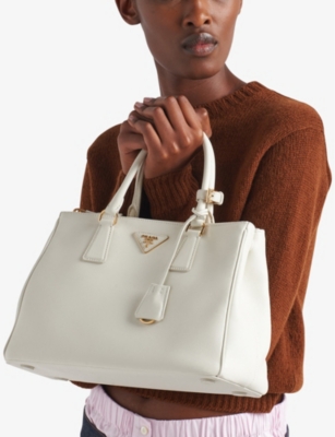 Prada Womens White Galleria Large Leather Tote Bag In White