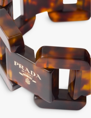 PRADA: Logo-engraved tortoiseshell plexiglass bracelet
