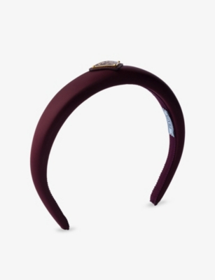 Prada Womens Burgundy Re-nylon Brand-plaque Recycled-nylon Headband In Burgundy