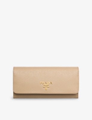 PRADA: Brand-plaque large saffiano leather wallet