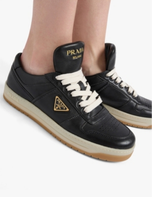 PRADA: Downtown logo-embellished leather low-top trainers