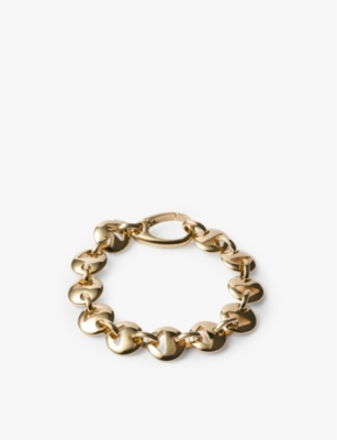 Prada Cut-out Chain Bracelet In Gold/silver