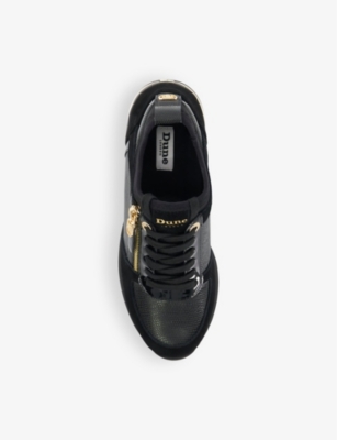 DUNE: Eiline 2 zip-embellished leather wedge trainers