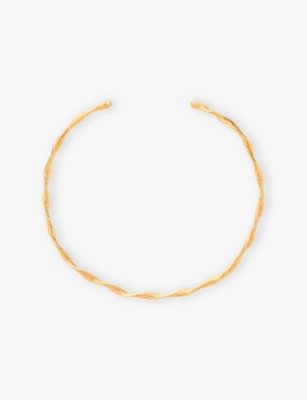 ASTRID & MIYU: Twist 18ct Yellow Gold-Plated Brass Cuff Bracelet