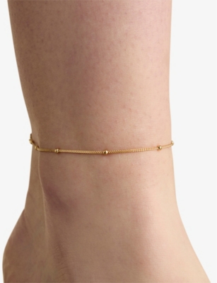 ASTRID & MIYU: Essential Beaded Sterling-Silver and Cubic Zirconia Chain Anklet