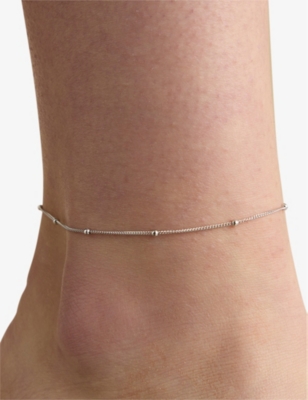 ASTRID & MIYU: Essential Beaded Sterling-Silver and Cubic Zirconia Chain Anklet