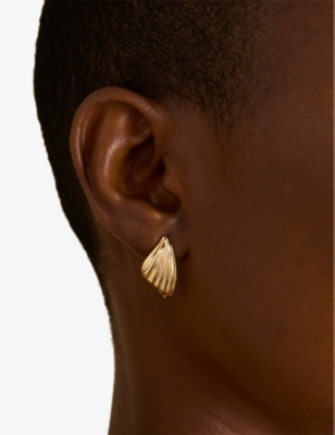 ASTRID & MIYU: Wing Statement 18ct Yellow Gold-Plated Brass Stud Earrings