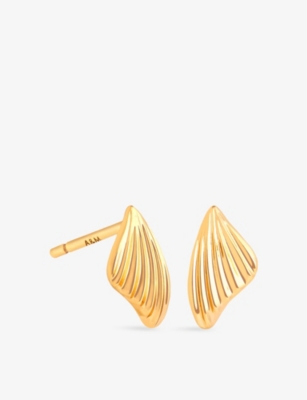 ASTRID & MIYU: Wing Statement 18ct Yellow Gold-Plated Brass Stud Earrings