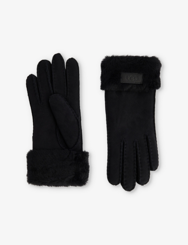 Brand-patch leather gloves
