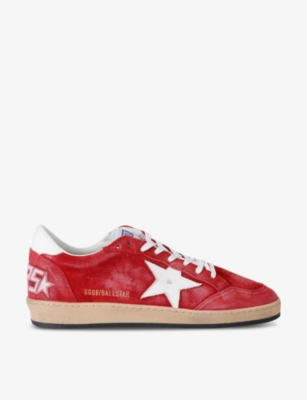 Mens Golden Goose Ball Star Star-Applique Suede Low-Top Trainers
