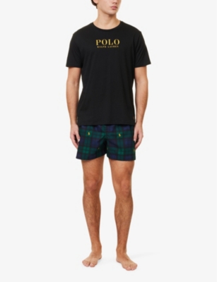 Short-sleeves tartan-print regular-fit cotton-jersey pyjamas