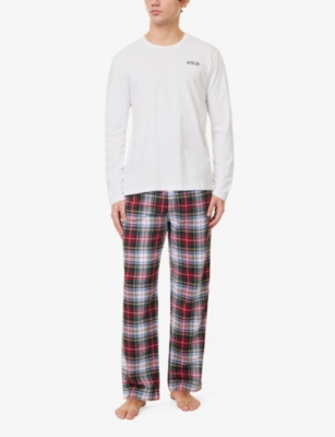 Long-sleeves check-print regular-fit cotton-jersey pyjamas