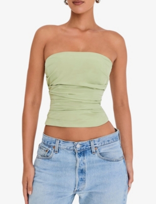 MISTRESS ROCKS: Pleated strapless woven corset top