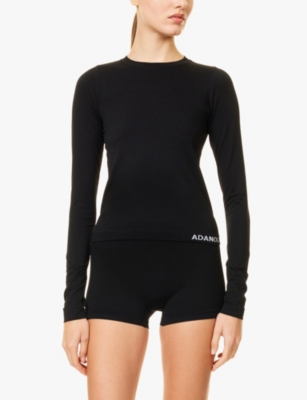 ADANOLA: Seamless Intimate logo-waistband stretch-woven top