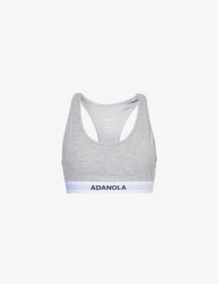 ADANOLA: Branded-waistband ribbed racer stretch-woven bra