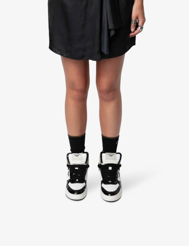 Wings panelled leather high-top trainers