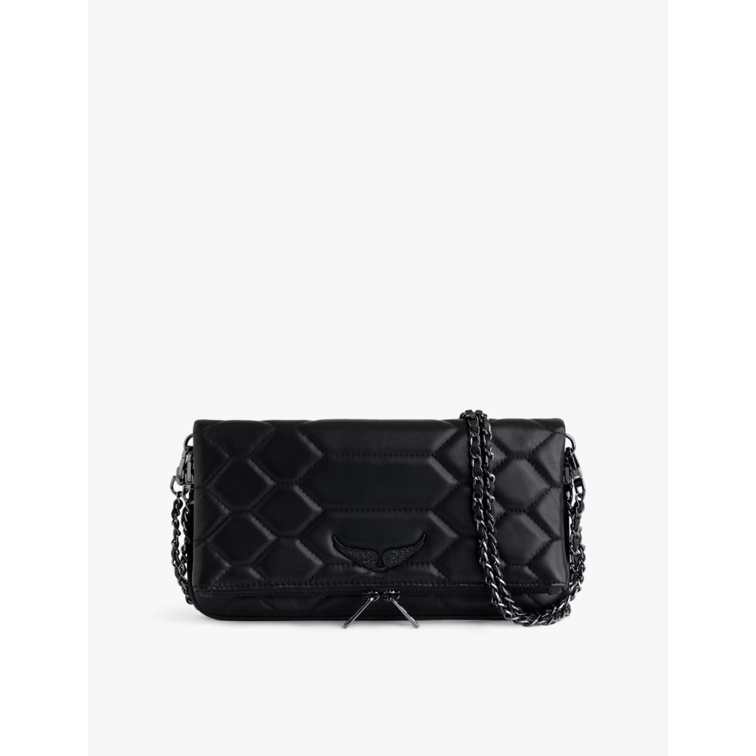 Zadig&Voltaire Rock XL Quilted-Stitch Leather Clutch Bag