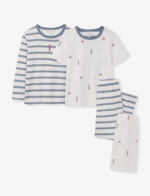 THE LITTLE WHITE COMPANY: Lighthouse Graphic-Print Cotton Pyjamas Set Of Two 7-12 Years