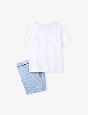 Shop The Little White Company Stripe Sleepy Relaxed-fit Cotton Pyjama Set 1-6