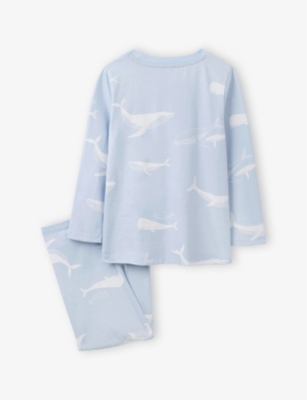 THE LITTLE WHITE COMPANY: Whale-Print Long-Sleeve Cotton Pyjamas 7-12 Years
