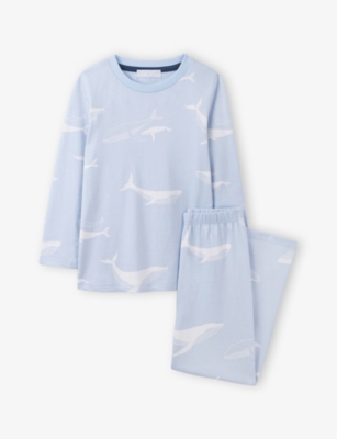 THE LITTLE WHITE COMPANY: Whale-Print Long-Sleeve Cotton Pyjamas 7-12 Years