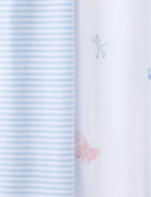 The Little White Company Butterfly And Stripe-pattern Relaxed-fit Cotton Pyjamas Set Of Two 7-12 Years Multi In Multi
