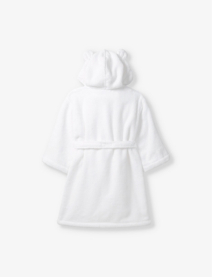 THE LITTLE WHITE COMPANY S HYDROCOTTON 3D-EARS ORGANIC-COTTON DRESSING GOWN 1-6 YEARS WHIT 