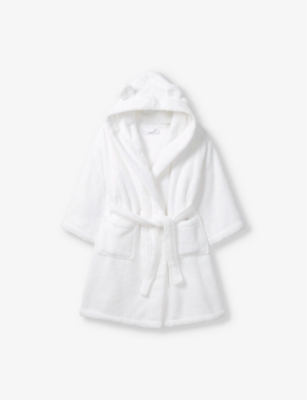 The Little White Company S Hydrocotton 3d-ears Organic-cotton Dressing Gown 1-6 Years Whit In White
