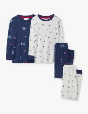 THE LITTLE WHITE COMPANY: London Star Graphic-Print Cotton Pyjamas Set Of Two 7-12 Years