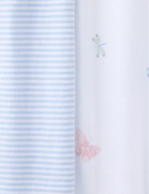 The Little White Company Multi Butterfly And Stripe-pattern Relaxed-fit Cotton Pyjamas Set Of Two 1-6 In Multi