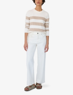 THE WHITE COMPANY: Stripe-Print Round-Neck Cotton-Blend Jumper