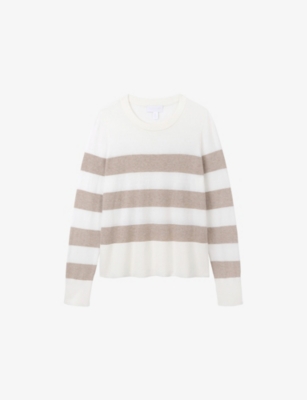 THE WHITE COMPANY: Stripe-Print Round-Neck Cotton-Blend Jumper