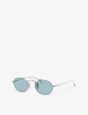 Giorgio Armani Womens Ar6161t Oval-shape Titanium Sunglasses Silver In Silver