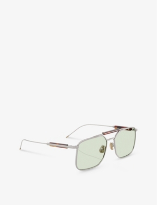 Brunello Cucinelli Womens Bc2005st Square-frame Titanium Sunglasses Silver In Silver