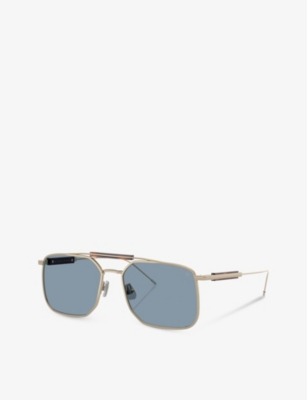 Brunello Cucinelli Womens Bc2005st Square-frame Titanium Sunglasses Gold In Gold