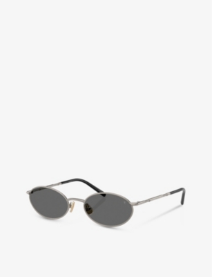 Brunello Cucinelli Womens Silver Bc2006st Oval-frame Titanium Sunglasses In Silver