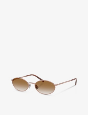 Brunello Cucinelli Womens Pink Bc2006st Oval-frame Titanium Sunglasses In Pink