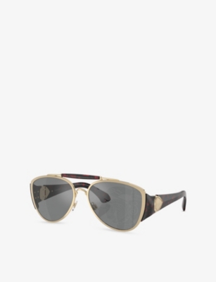 Burberry Womens Gold Be3161 Aviator-frame Metal Sunglasses